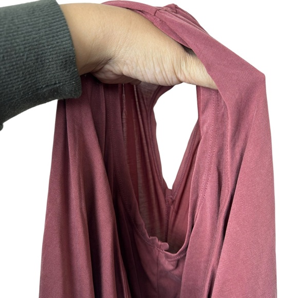 Lulu's Raise a Glass One Shoulder Midi Dress Size S Wedding Cocktail Rusty Rose - Picture 7 of 13